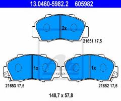 Ate 13.0460-5982 klocki hamulcowe honda accord 91-98, honda legend ii (ka7)