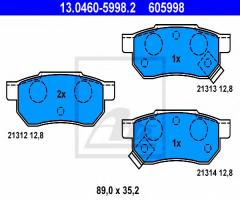 Ate 13.0460-5998 klocki hamulcowe honda accord, civic tył, honda civic iv sedan (ed), mg mg zr