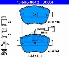 Ate 13.0460-3864 klocki hamulcowe fiat punto evo 09-, fiat 500 c (312)