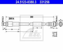 Ate 24.5123-0380 przewód hamulcowy giętki mercedes w220 przód, mercedes-benz klasa s (w220)