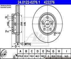 Ate 24.0122-0276 tarcza hamulcowa toyota urban cruiser 09- przód, subaru trezia