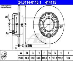 Ate 24.0114-0115 tarcza hamulcowa land rover defender 98- tył