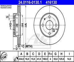 Ate 24.0116-0130 tarcza hamulcowa daihatsu trevis 06-, daihatsu sirion (m3_), subaru justy iv