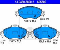 Ate 13.0460-5800 klocki hamulcowe toyota yaris 01-, toyota yaris (scp1_, nlp1_, ncp1_)