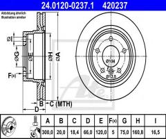 Ate 24.0120-0237 tarcza hamulcowa bmw 1 f20 11- tył, bmw 1 (f20)