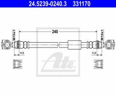 Ate 24.5239-0240 przewód hamulcowy giętki fiat scudo 07- tył, citroËn jumpy