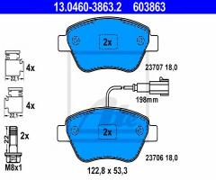 Ate 13.0460-3863 klocki hamulcowe fiat punto evo 09-, alfa romeo mito (955)