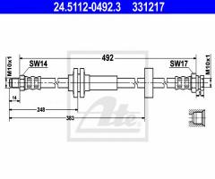 Ate 24.5112-0492 przewód hamulcowy giętki fiat ducato 06- przód, citroËn jumper autobus