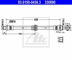 Ate 83.6150-0436 przewód hamulcowy giętki bmw x5 e70 07- tył, bmw x5 (e70)