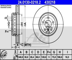 Ate 24.0130-0218 tarcza hamulcowa bmw 5 f10 10- przód, bmw 5 (f10, f18)