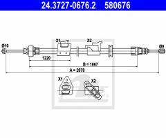 Ate 24.3727-0676 linka hamulca ręcznego ford mondeo 07- lt, ford mondeo iv turnier (ba7)