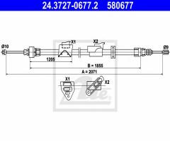 Ate 24.3727-0677 linka hamulca ręcznego ford mondeo 07- pt, ford mondeo iv turnier (ba7)