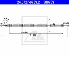 Ate 24.3727-0789 linka hamulca ręcznego opel insignia 08- 4x4, opel insignia kombi