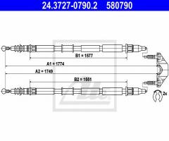 Ate 24.3727-0790 linka hamulca ręcznego opel zafira 05-11, opel zafira b van