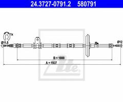 Ate 24.3727-0791 linka hamulca ręcznego opel insignia 08-, opel insignia