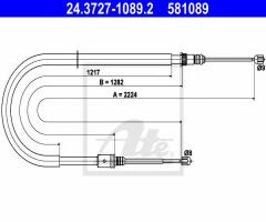 Ate 24.3727-1089 linka hamulca ręcznego renault laguna iii 07-, renault laguna iii (bt0/1)