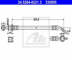 Ate 24.5264-0221 przewód hamulcowy giętki, toyota corolla (zze12_, nde12_, zde12_)