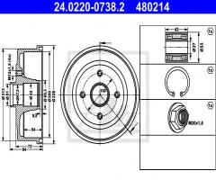 Ate 24.0220-0738 bęben hamulcowy z Łożyskiem, opel corsa c (f08, f68)