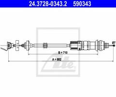 Ate 24.3728-0343 linka sprzęgła citroen berlingo 05- 1,6hdi, citroËn berlingo nadwozie pełne (m_)