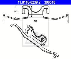 Ate 11.8116-0239 sprężyna zacisku hamulcowego bmw 5 e39 95-03 przód, bmw 5 (e39)