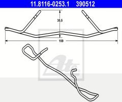 Ate 11.8116-0253 sprężyna zacisku hamulcowego mercedes w210 95-02 p, mercedes-benz klasa c (w202)