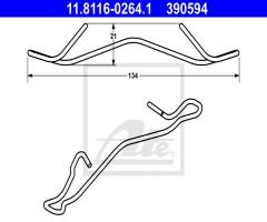 Ate 11.8116-0264 sprężyna zacisku hamulcowego ford fiesta 96-08 (+abs), dacia logan mcv ii