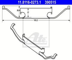 Ate 11.8116-0273 sprężyna zacisku hamulcowego bmw 3 e46 99-06 przód, bmw x3 (e83)