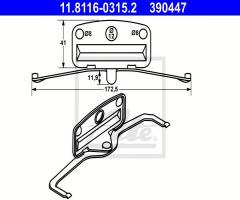 Ate 11.8116-0315 sprężyna zacisku hamulcowego bmw 5 e60 03-10 przód, bmw 5 (e34)