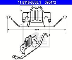 Ate 11.8116-0330 sprężyna zacisku hamulcowego bmw 5 e60 03-10 tył, bmw x5 (e70)