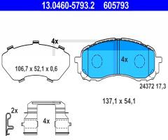 Ate 13.0460-5793 klocki hamulcowe subaru impreza 05- przód, subaru impreza sedan (gd, gg)