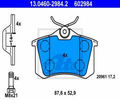 Ate 13.0460-2984 klocki hamulcowe vw passat 92-96 tył, seat toledo i (1l), vw passat (3a2, 35i)