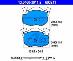 Ate 13.0460-3911 klocki hamulcowe renault r5-r21, clio 91-98 z czuj., peugeot 205 i (741a/c)