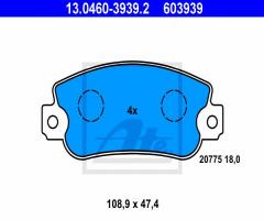 Ate 13.0460-3939 klocki hamulcowe fiat uno, tipo, fiat panda (141a_), seat ibiza i (021a)