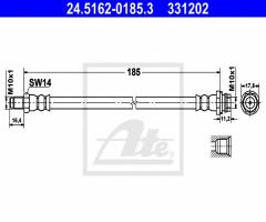 Ate 24.5162-0185 przewód hamulcowy giętki, volvo v70 iii (bw)