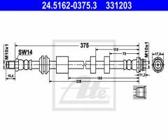 Ate 24.5162-0375 przewód hamulcowy giętki, volvo v60