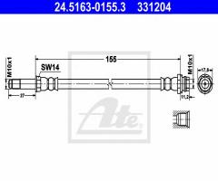 Ate 24.5163-0155 przewód hamulcowy giętki, ford mondeo iv turnier (ba7)