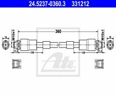 Ate 24.5237-0360 przewód hamulcowy giętki audi a8 94-02 przód, audi a8 (4d2, 4d8), vw passat (3b3)