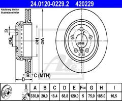 Ate 24.0120-0229 tarcza hamulcowa bmw 5 f10 10- tył, bmw 5 (f10, f18)