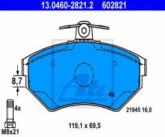 Ate 13.0460-2821 klocki hamulcowe vw golf iii 94-97, seat toledo i (1l), vw golf iii (1h1)