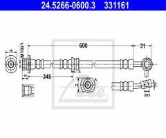 Ate 24.5266-0600 przewód hamulcowy giętki, nissan qashqai / qashqai +2 (j10, jj10)