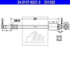 Ate 24.5137-0221 przewód hamulcowy giętki bmw 3 e90 04- tył, bmw 3 (e91) touring 