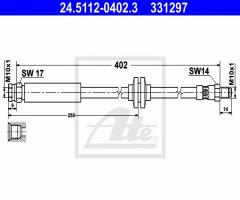 Ate 24.5112-0402 przewód hamulcowy giętki opel corsa d 06- przód, alfa romeo mito (955)