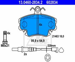 Ate 13.0460-2834 klocki hamulcowe renault megane 96-02, dacia logan (ls_), renault super 5 (b/c40_)