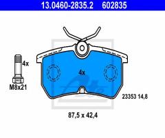 Ate 13.0460-2835 klocki hamulcowe ford focus 98-04 tył, ford focus (daw, dbw)