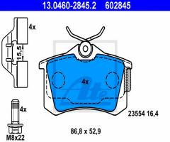 Ate 13.0460-2845 klocki hamulcowe renault scenic 98- tył, renault megane ii kombi (km0/1_)