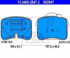 Ate 13.0460-2847 klocki hamulcowe audi v8 3,6-4,2 88-94, audi 200 (44, 44q)