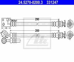 Ate 24.5270-0200 przewód hamulcowy giętki honda civic 06- lt, honda civic viii hatchback (fn, fk)