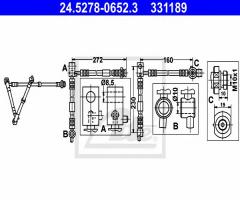 Ate 24.5278-0652 przewód hamulcowy giętki nissan primera 02-07 pp, nissan primera (p12)