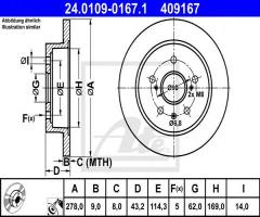 Ate 24.0109-0167 tarcza hamulcowa fiat sedici 06- tył, fiat sedici, suzuki sx4 sedan (gy)