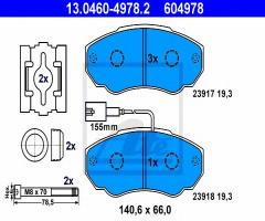 Ate 13.0460-4978 klocki hamulcowe fiat ducato 02-, citroËn jumper autobus (230p)